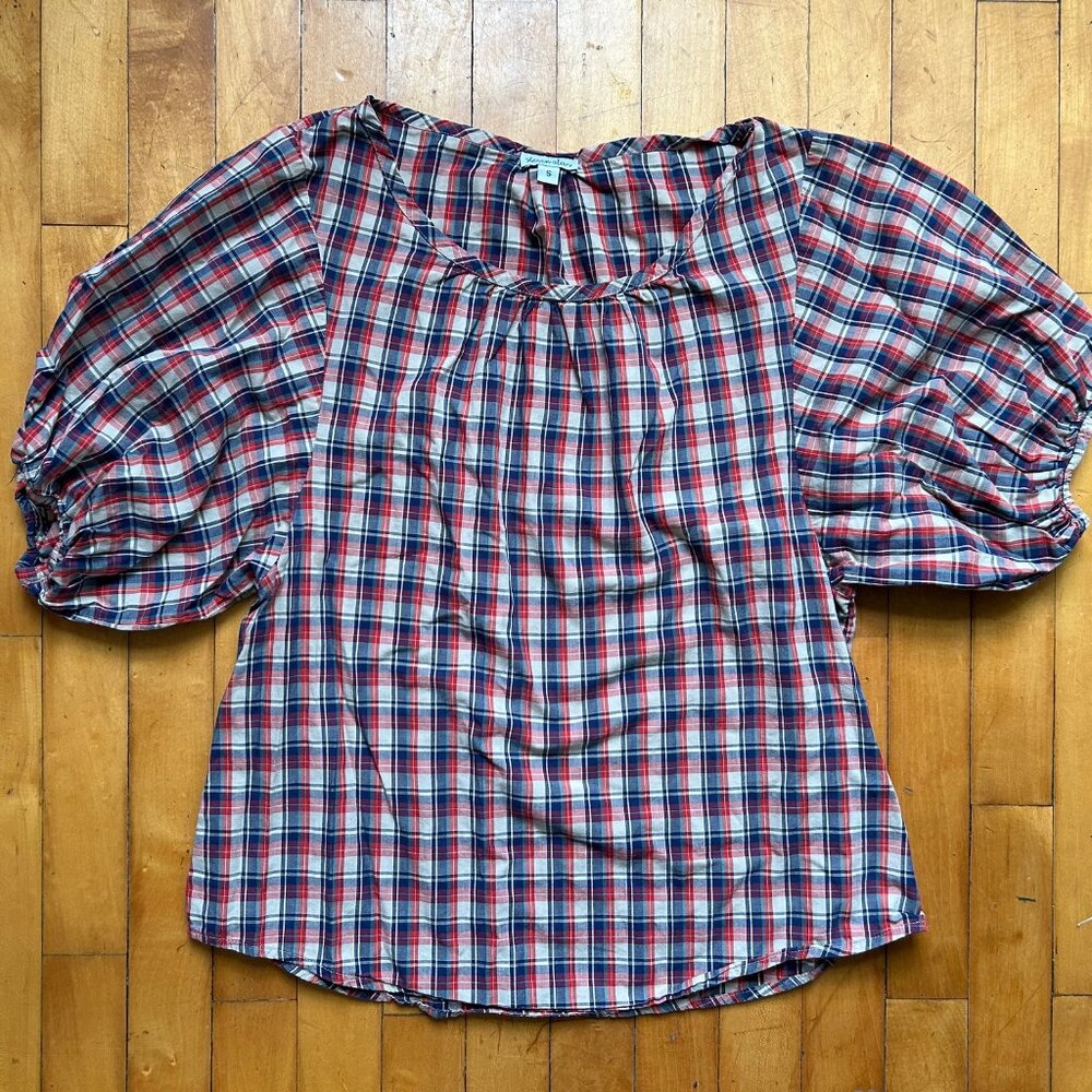 Steven Alan Red and Blue Plaid Blouse